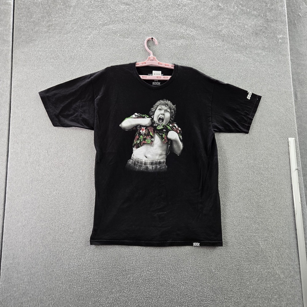 ROOK Men‎ Shirt L Black Graphic Goonies Tee Logo Short Sleeve